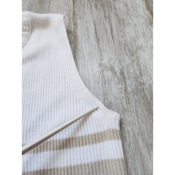 Casual Corner Annex Petite Sleeveless Sweater Mock Neck Blue Tan White Sz P - Picture 6 of 7
